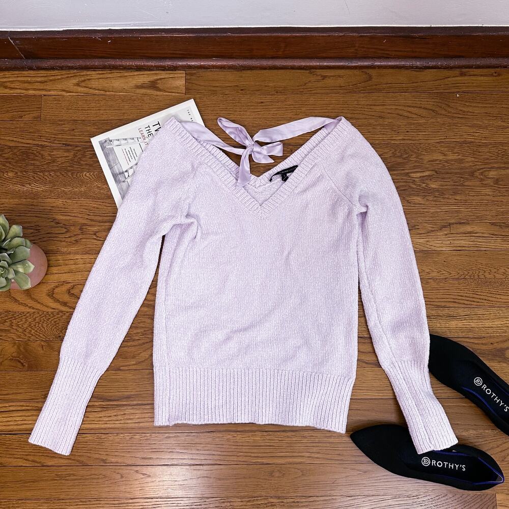 White House Black Market Light Purple Soft V-Neck Sweater